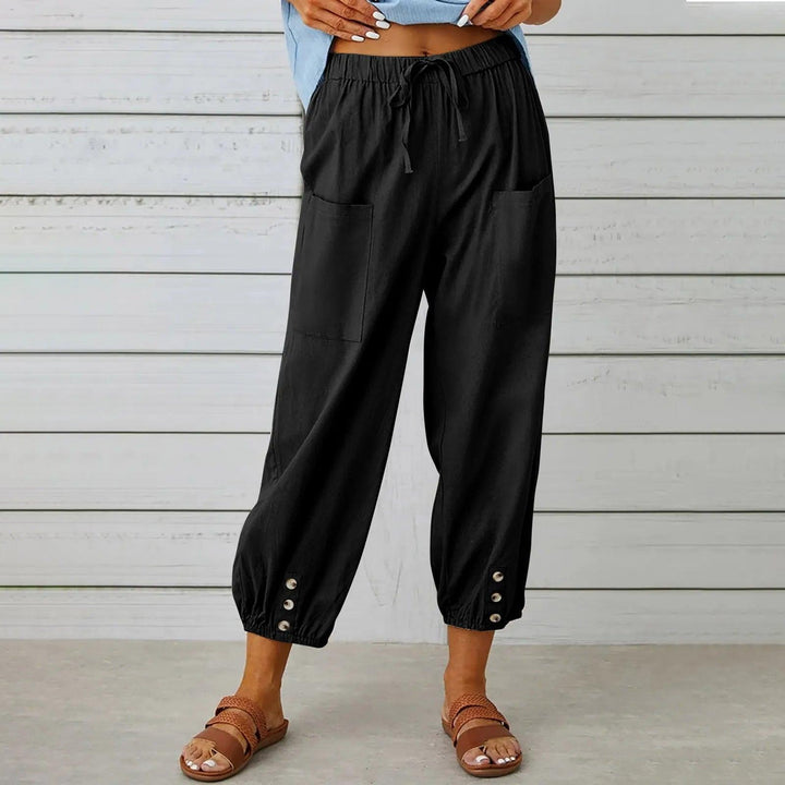 Mira | Women's Light Summer Linen Trousers with Drawstring