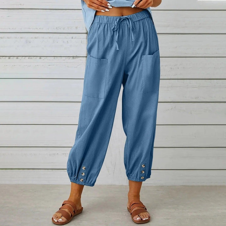Mira | Women's Light Summer Linen Trousers with Drawstring