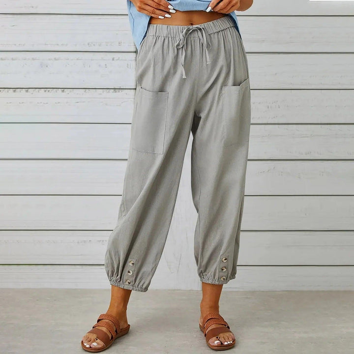 Mira | Women's Light Summer Linen Trousers with Drawstring