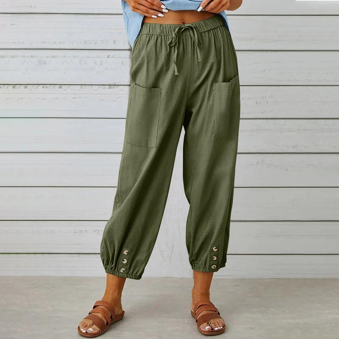 Mira | Women's Light Summer Linen Trousers with Drawstring