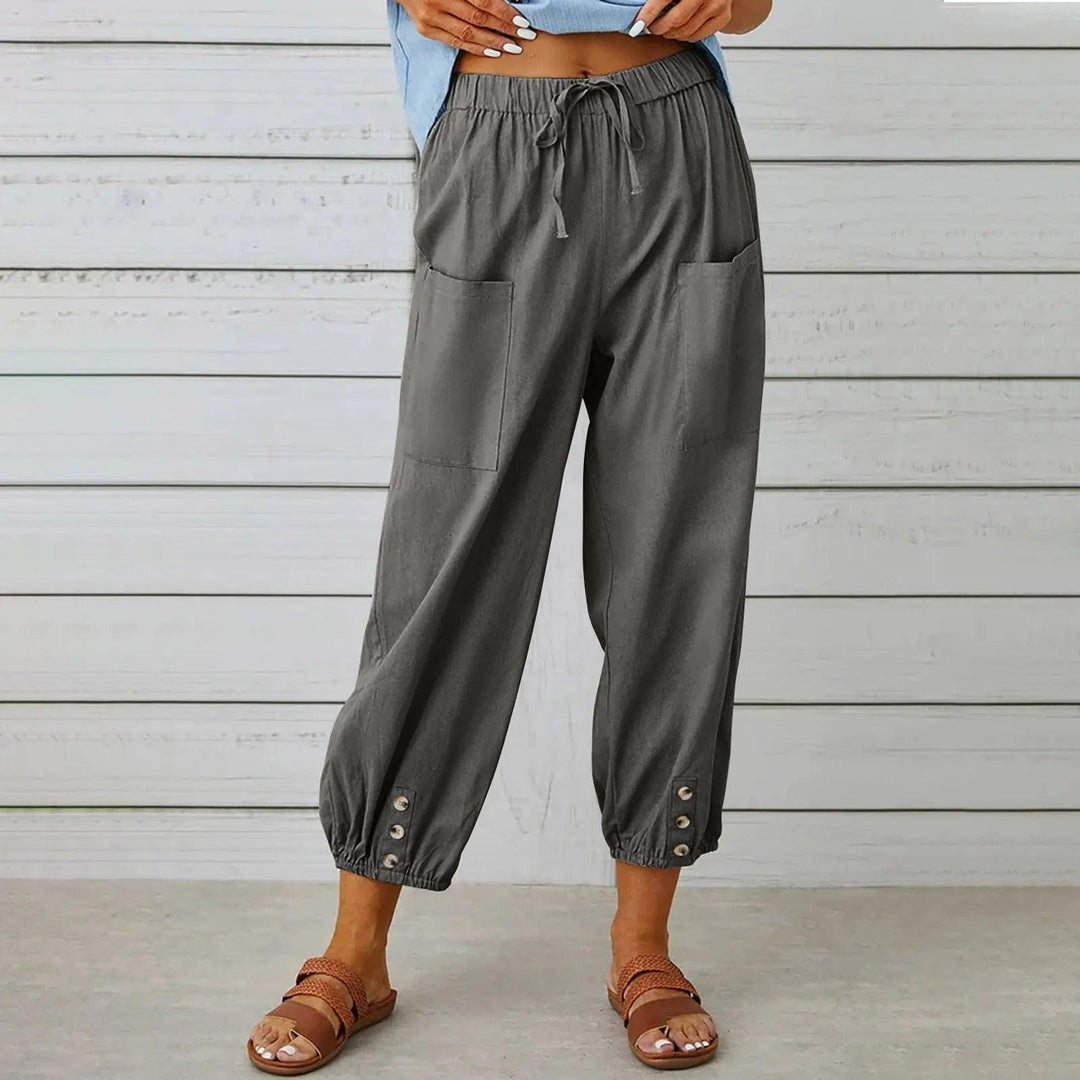 Mira | Women's Light Summer Linen Trousers with Drawstring