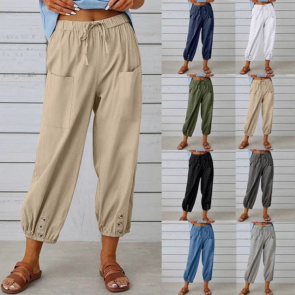 Mira | Women's Light Summer Linen Trousers with Drawstring