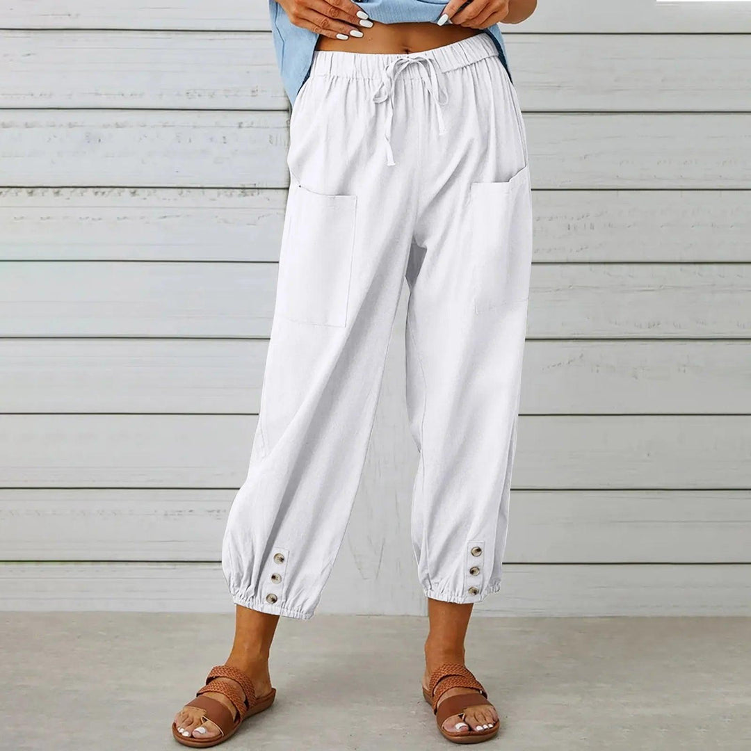 Mira | Women's Light Summer Linen Trousers with Drawstring