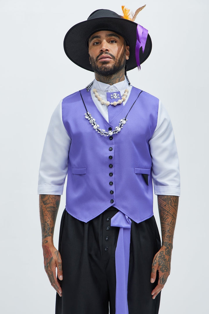 Halloween's Purple Velvet Coat and Top Hat Men's Ceremonial Costume