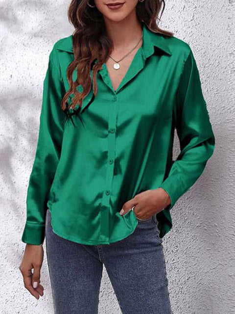Women's Chic Satin Relaxed Fit Shirt