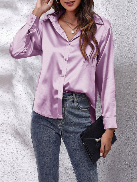 Women's Chic Satin Relaxed Fit Shirt