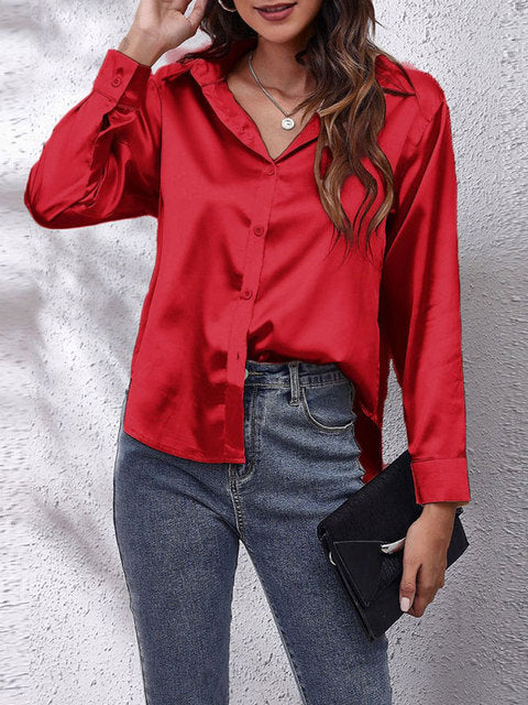 Women's Chic Satin Relaxed Fit Shirt