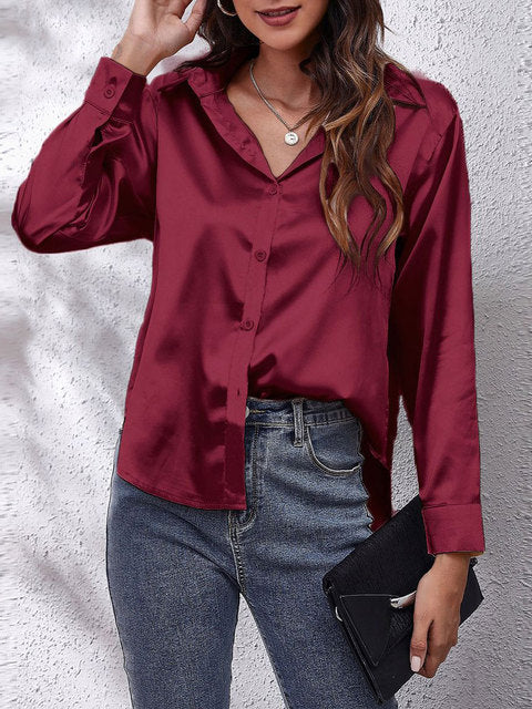 Women's Chic Satin Relaxed Fit Shirt