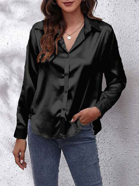 Women's Chic Satin Relaxed Fit Shirt