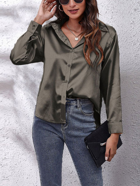 Women's Chic Satin Relaxed Fit Shirt