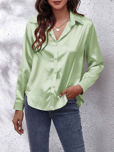 Women's Chic Satin Relaxed Fit Shirt