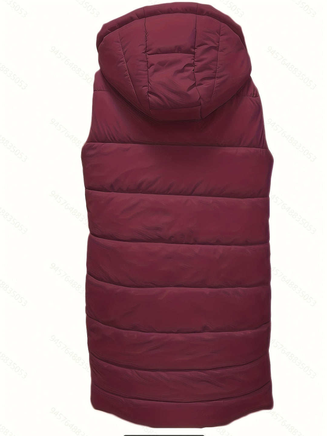 Women's Longline Hooded Padded Vest with Snap Buttons
