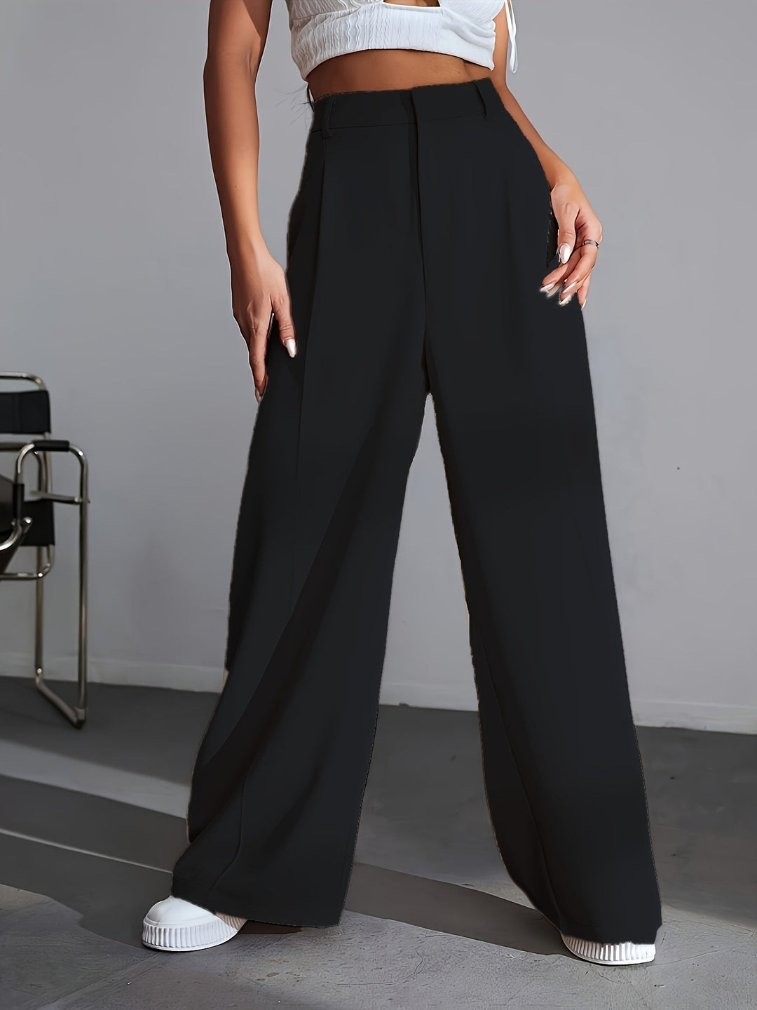 Lana | Women's Wide Leg Luxury Plain Trousers