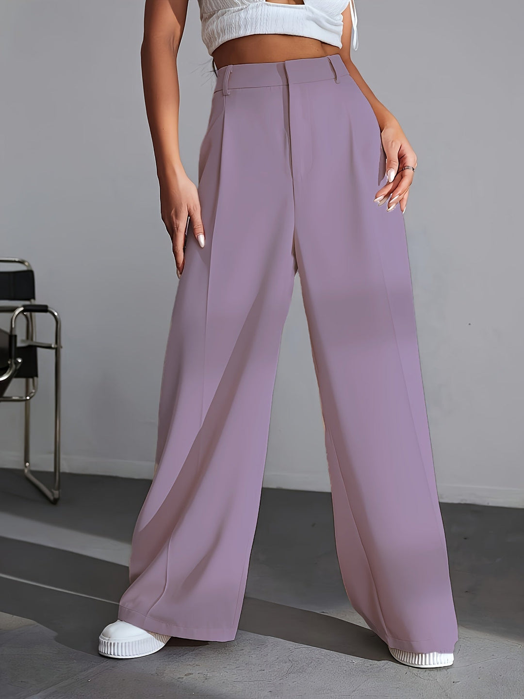 Lana | Women's Wide Leg Luxury Plain Trousers