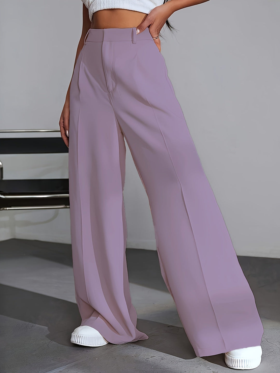Lana | Women's Wide Leg Luxury Plain Trousers