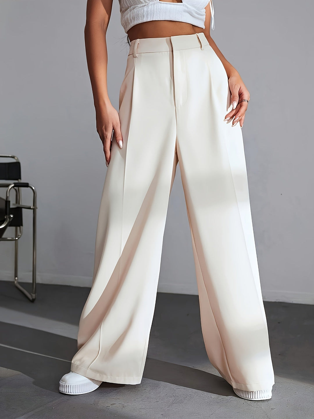 Lana | Women's Wide Leg Luxury Plain Trousers