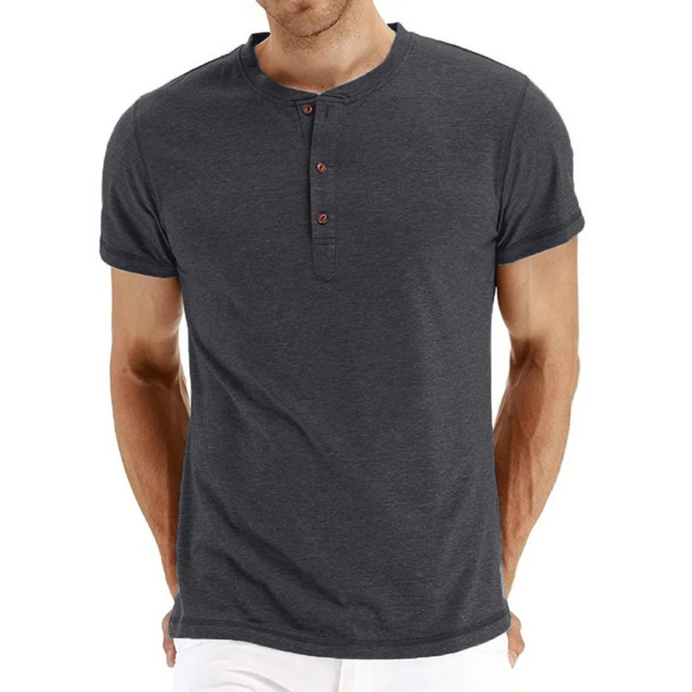 Men's Slim Fit Cotton Henley T-shirt for Comfortable Style