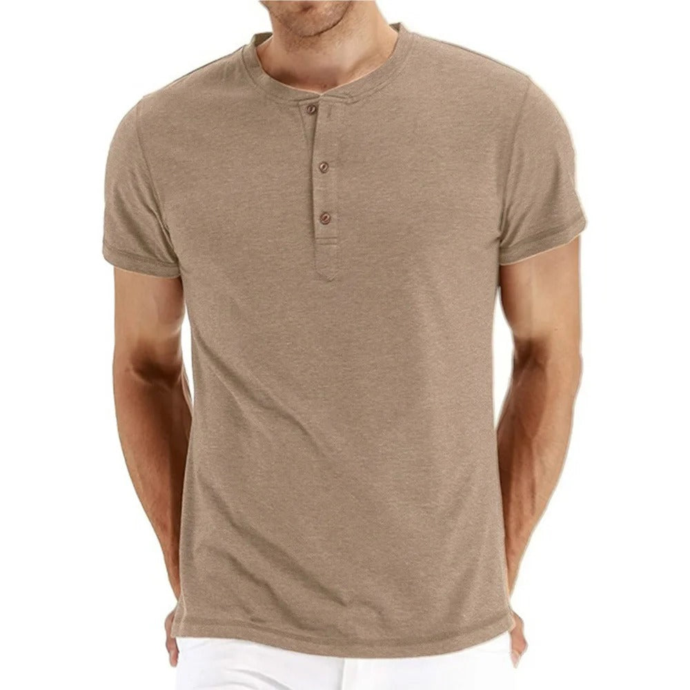 Men's Slim Fit Cotton Henley T-shirt for Comfortable Style
