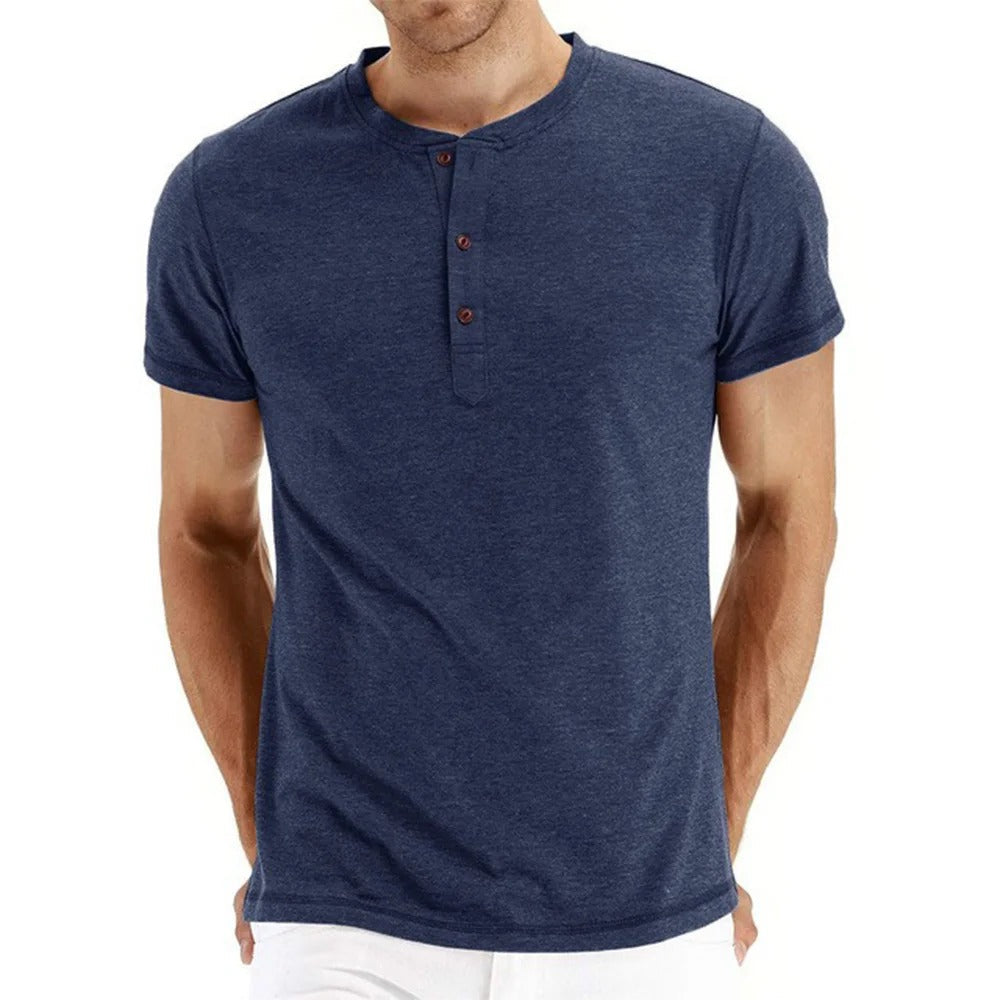 Men's Slim Fit Cotton Henley T-shirt for Comfortable Style