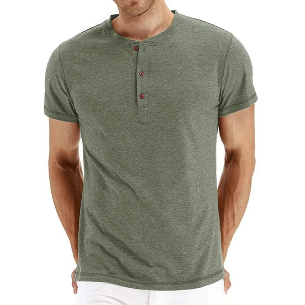 Men's Slim Fit Cotton Henley T-shirt for Comfortable Style