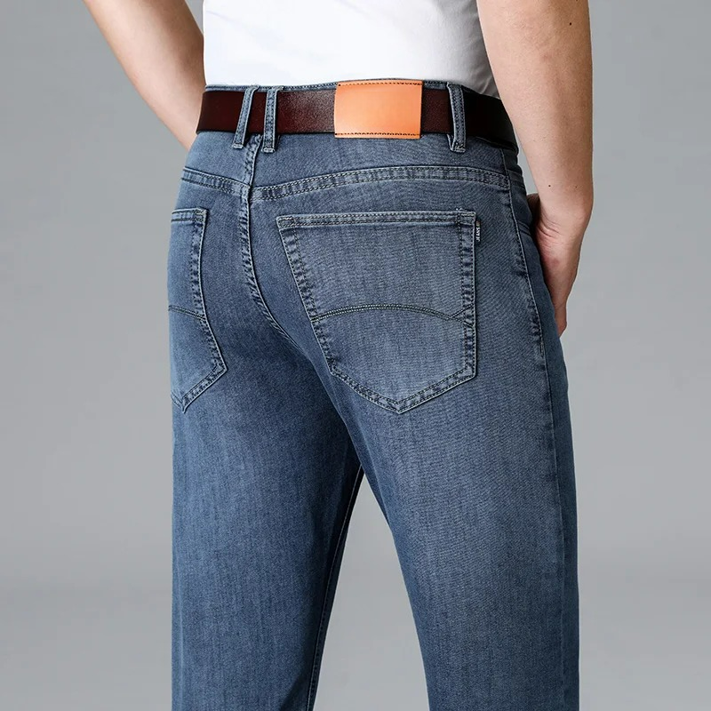 Men's Stretch Slim Fit Mid-Rise Tapered Denim Jeans