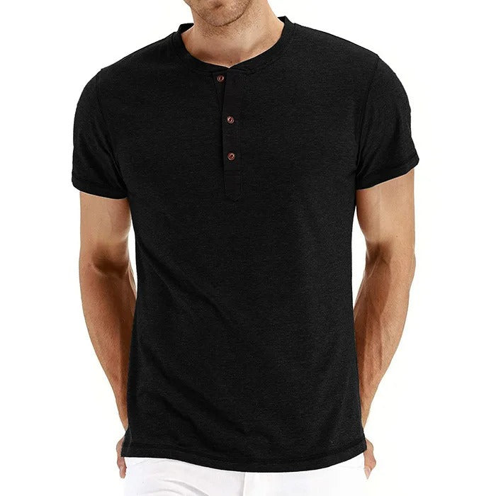 Men's Slim Fit Cotton Henley T-shirt for Comfortable Style