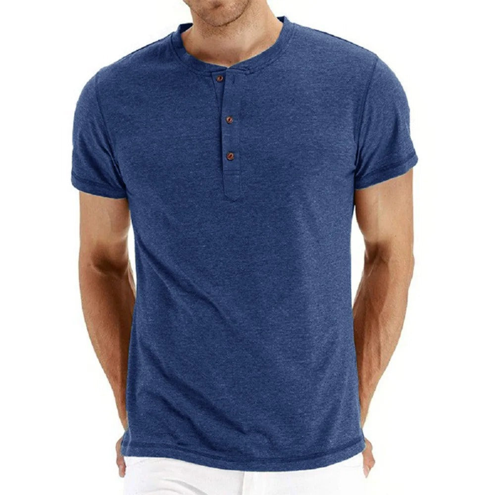 Men's Slim Fit Cotton Henley T-shirt for Comfortable Style