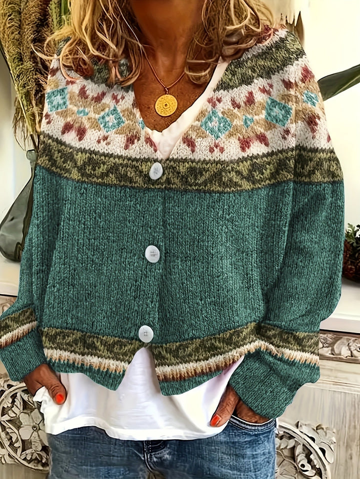 Women's Color-Block Button-Front Cardigan