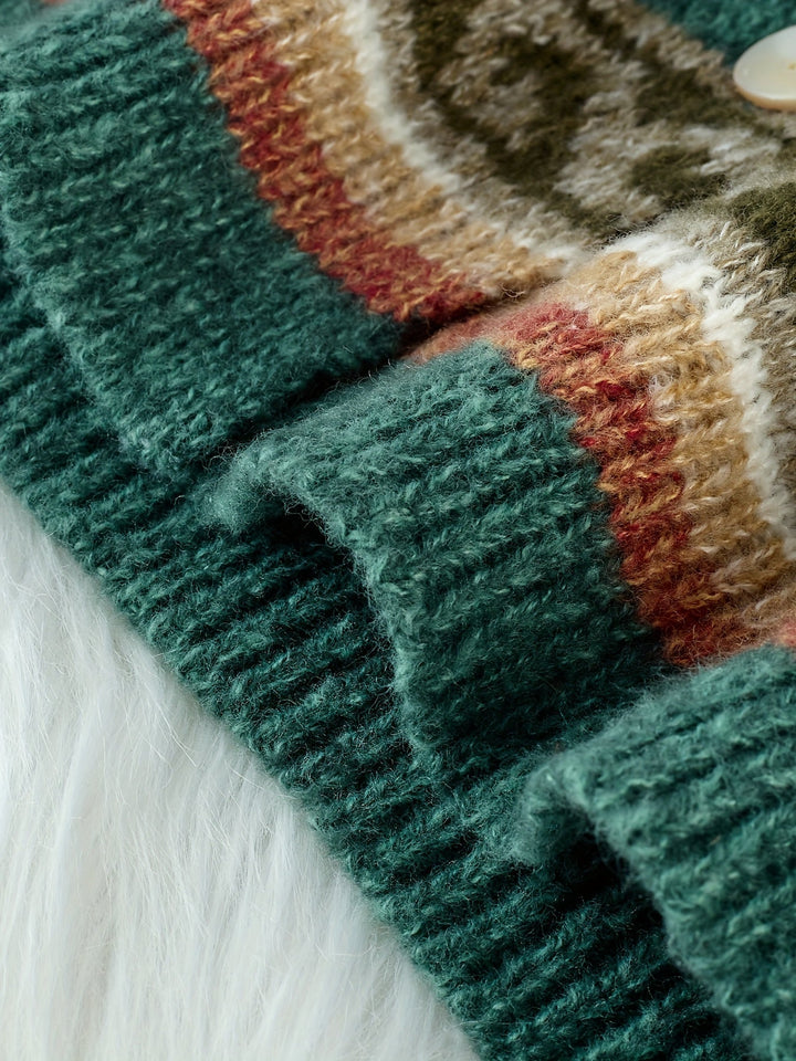 Women's Color-Block Button-Front Cardigan