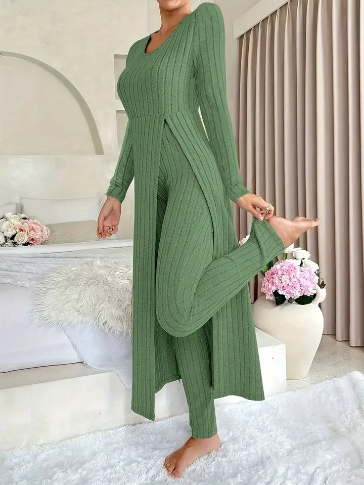 Women's Ribbed Long-Sleeve Lounge Set