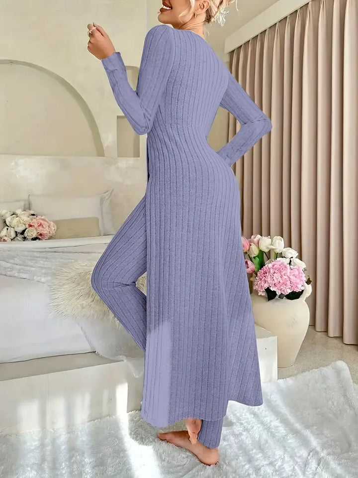 Women's Ribbed Long-Sleeve Lounge Set