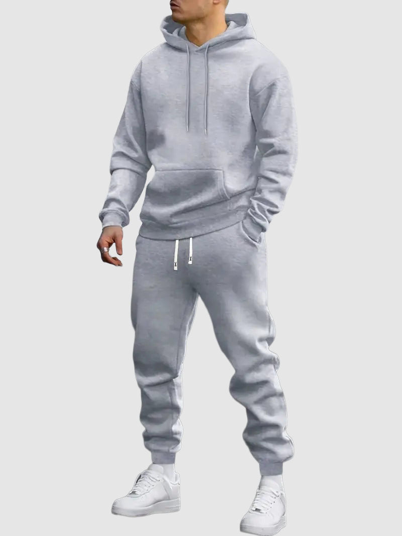 Men's Drawstring Hoodie and Jogger Two-Piece Set