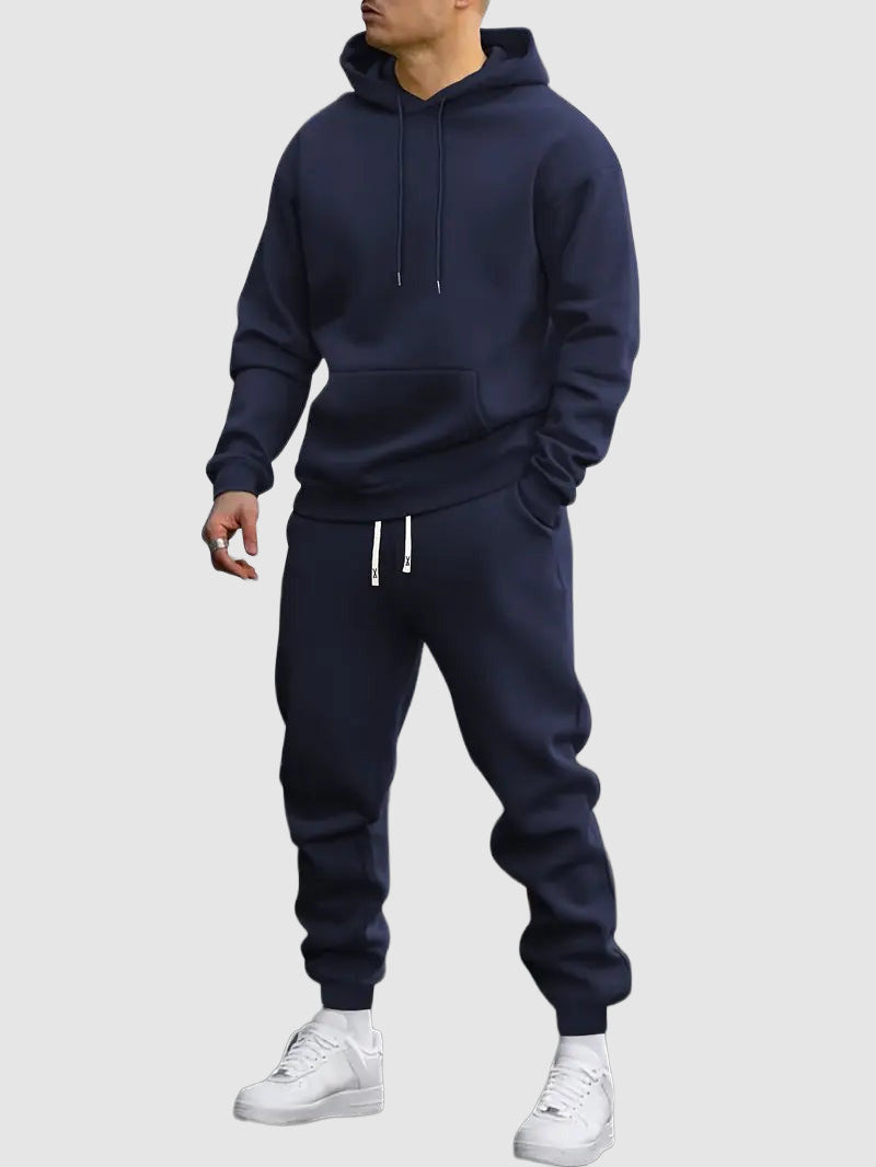 Men's Drawstring Hoodie and Jogger Two-Piece Set