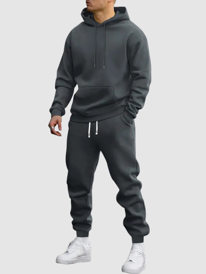 Men's Drawstring Hoodie and Jogger Two-Piece Set