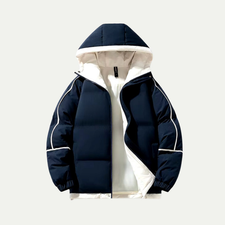Men's Quilted Puffer Jacket with Drawstring Hood