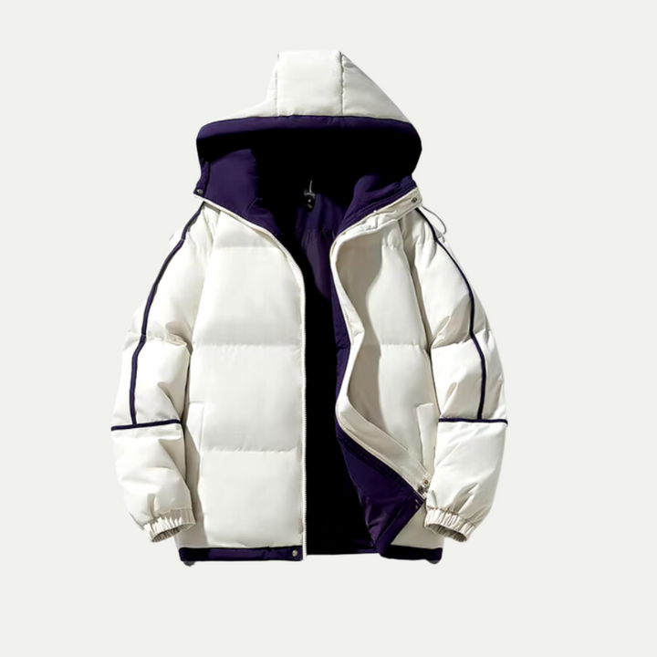 Men's Quilted Puffer Jacket with Drawstring Hood