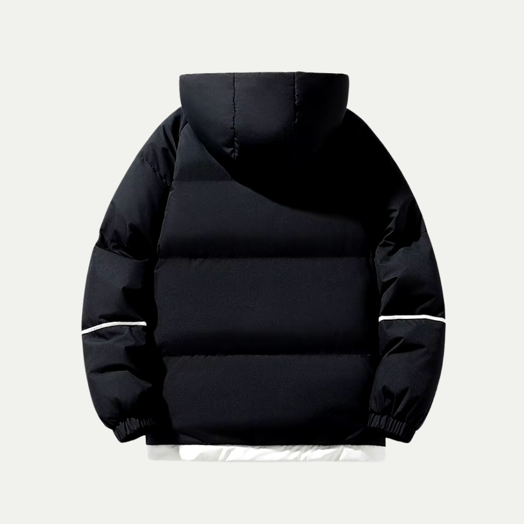 Men's Quilted Puffer Jacket with Drawstring Hood