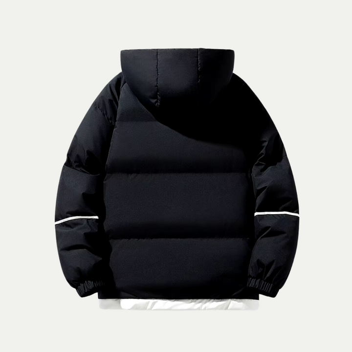 Men's Quilted Puffer Jacket with Drawstring Hood