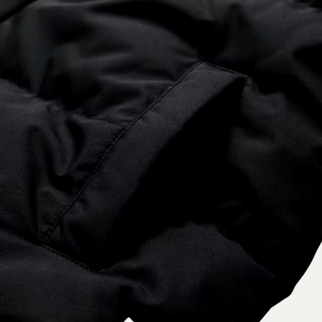 Men's Quilted Puffer Jacket with Drawstring Hood