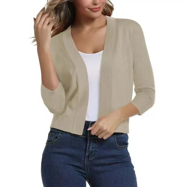 Women's Open-Front Sleeve Cropped Cardigan
