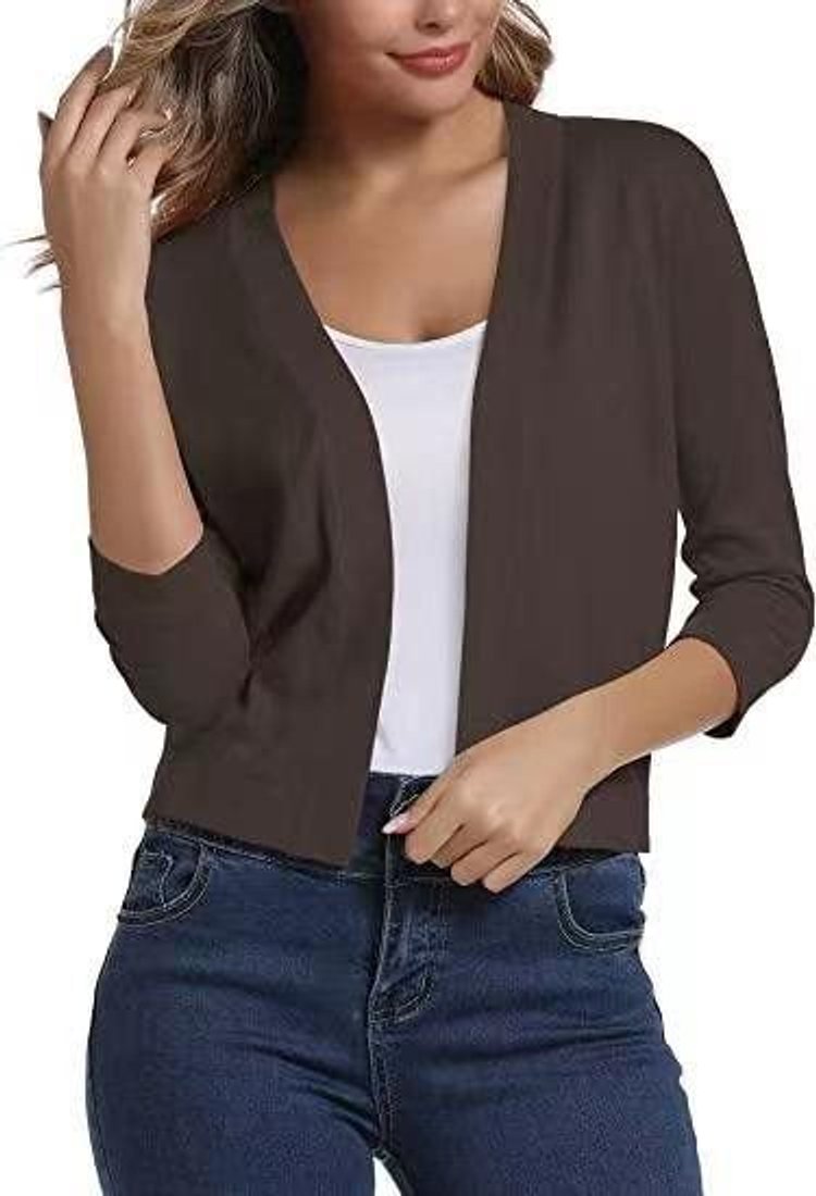 Women's Open-Front Sleeve Cropped Cardigan