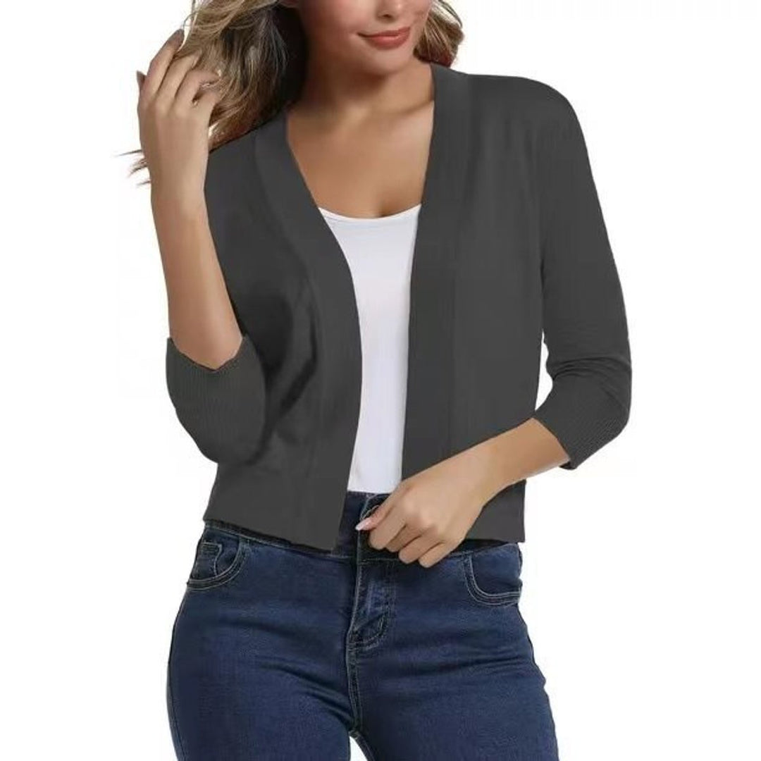 Women's Open-Front Sleeve Cropped Cardigan