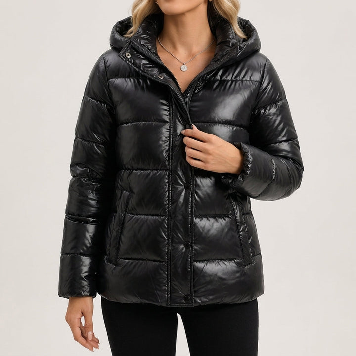 Women's Quilted Puffer Jacket with High-Gloss Finish