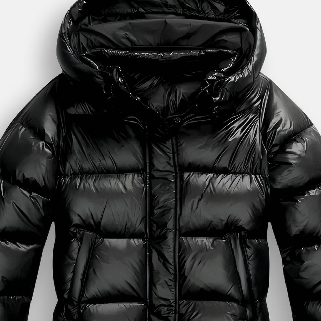 Women's Quilted Puffer Jacket with High-Gloss Finish