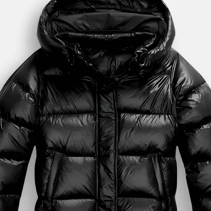 Women's Quilted Puffer Jacket with High-Gloss Finish