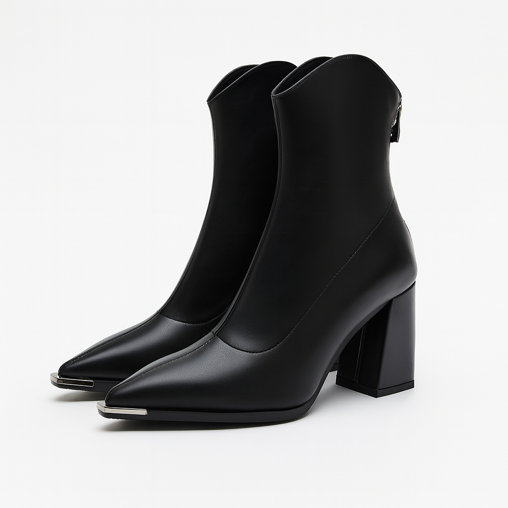 Women's Pointed-Toe Block Heel Ankle Boots