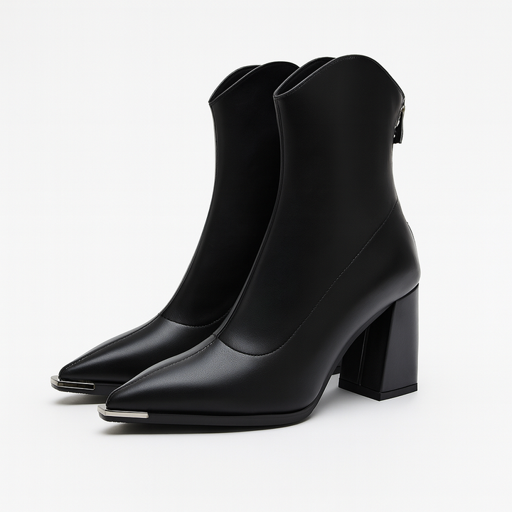 Women's Pointed-Toe Block Heel Ankle Boots