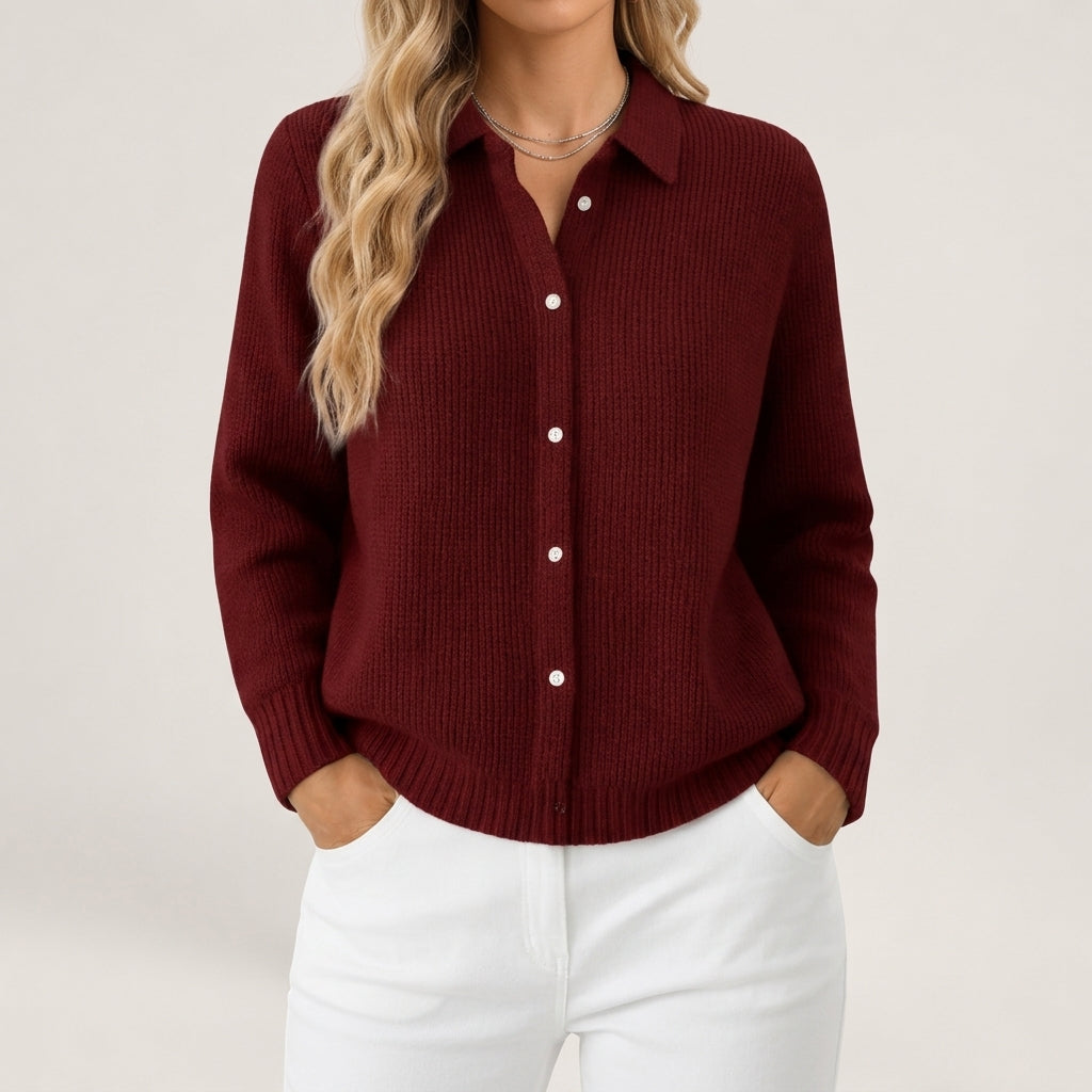 Women's Ribbed Button-Front Cardigan