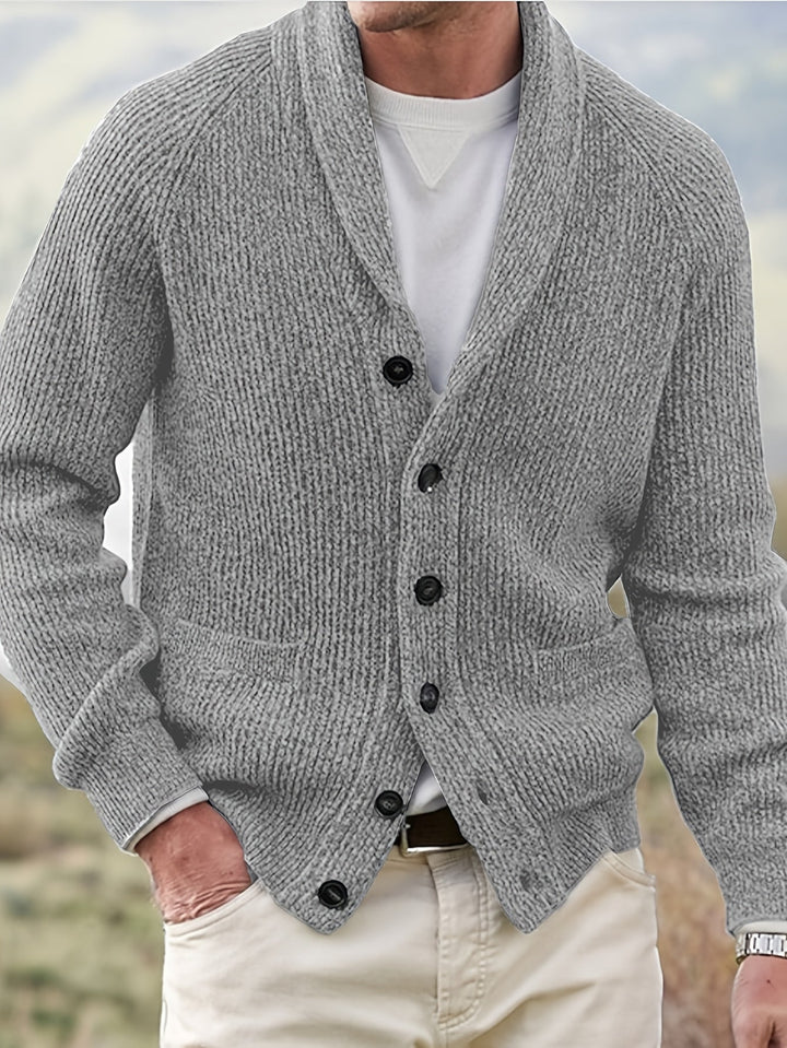 Men's Button-Front Ribbed Knit Sweater Cardigan