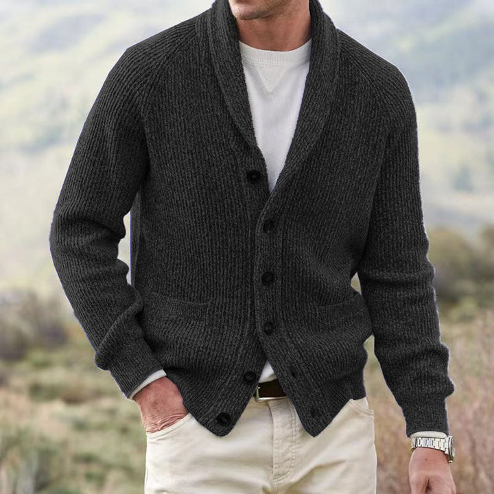 Men's Button-Front Ribbed Knit Sweater Cardigan